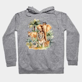 Watercolor Animal Safari #1 Hoodie